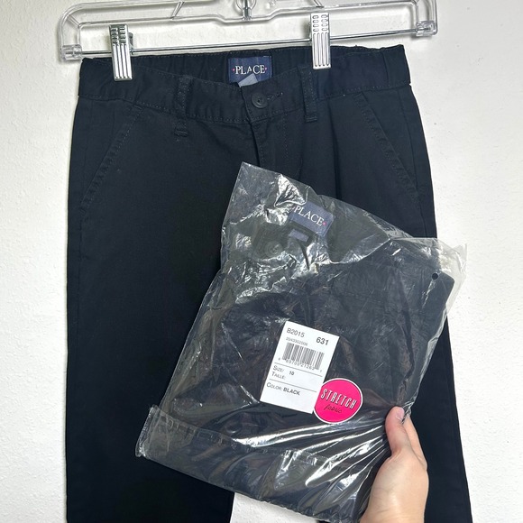 Lot of 2- Children's Place Girls Size 10 Black School Uniform Skinny Chino Pants - Picture 1 of 4